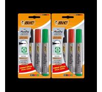 Bic 2000 Bullet Tip Permanent Marker - Assorted Colours (Black, Blue, Red, Green) - Pack of 2 Bic Multicolor