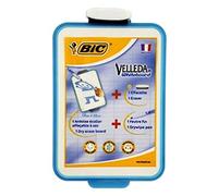 BIC Dry Erase Board Velleda Double-Sided – 19 x 26 cm, with Blue Marker & Eraser – Pack of 1