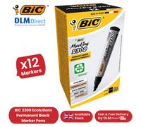 Bic Marking 2300 Chisel Nib Permanent Marker Box - 12 Black - bic permanent black marker chisel 2300 tip marking colour pen 12