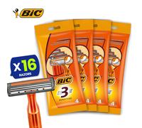 BIC 3 Sensitive Disposable Razors Triple Blade Pack of 4 for Men