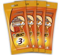 BIC 3 Sensitive Men's Disposable Razors - Bundle of 4 Packs of 4