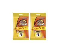 BIC 3 Sensitive, Men's Triple-Blade Sensitive Razors, Fixed Head for a Soft Shave, Pack of 24 Disposable Razors