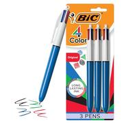 Bic 4-Color Ballpoint Retractable Pen, Assorted Ink, Medium, 3 per Pack, Sold as One Pack