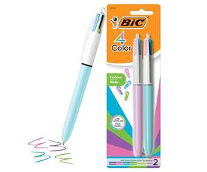 Bic 4 Color Fashion Ball Pen, Medium Point (1.0mm), Assorted, 2-Count