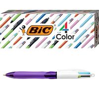 BIC 4-Color Grip Ballpoint Pen, Blue Barrel, Medium Point (1.0mm), Assorted Ink