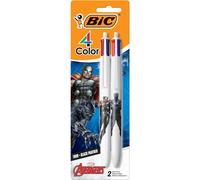BIC 4 Color Marvel Avengers Retractable Ballpoint Pen with 1.0 mm Point, Multicolor Ink, 2-Count Pack in Assorted Colors