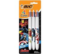 BIC 4-Color Marvel's Avengers Edition Retractable Ball Pens, Medium Point (1.0mm), 1-Count Pack, Retractable Ball Pen With Long-Lasting Ink, MMXRRAP3-A-AST