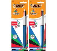 BIC 4-Color Original Retractable Ball Pens, Medium Point (1.0mm), 1-Count Pack, Retractable Ball Pen With Long-Lasting Ink (Pack of 2)