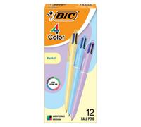 Bic 4 Color Pastel Ballpoint Pen With 1.0 mm Medium Point, Retractable, 12-Count Pack In Assorted Ink