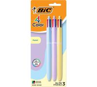 BIC 4 Color Pastel Ballpoint Pen with Soft-Touch Barrel and 1.0 mm Medium Point, 3-Count in Assorted Ink