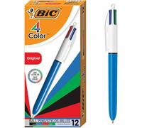 BIC 4-Color Retractable Ballpoint Pens with 1.0 mm Medium Point and Assorted Ink Colors, 12-Count Pack