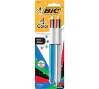 BIC 4 Color Shine Retractable Ballpoint Pen with 1.0 mm Medium Point and Easy Portability, 2-Count in Assorted Ink