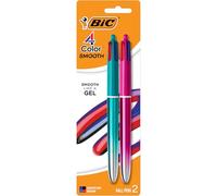 BIC 4-Color Smooth Retractable Ballpoint Pen, All 4 Inks for Price of 1, 2-Count in Blue, Black, Red, and Purple Ink