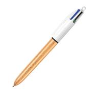 BIC 4-Colour Champagne Pens Multi Pen Retractable Frosted Gold Barrel Design Multicolour Pen With Four Assorted Vibrant Inks Multi Coloured Pens All in One for School Office (Pack of 1)