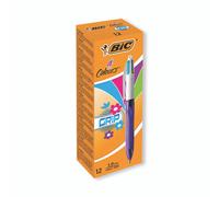 Bic 4 Colour Grip Fashion Retractable Ballpoint Pen (Pack of 12) 8922901