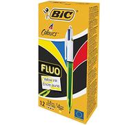 Bic 4 Colour Fluo Black/Blue/Red/Yellow Highlighter Pack 12