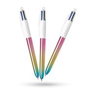 BIC 4-Colour Gradient Pens Multi Pen Retractable Design Multicolour Pen With Four Assorted Vibrant Inks Multi Coloured Pens All in One for School Office and Colour Coding (Pack of 3)