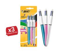 Bic 4 Colour Pack of 3 - 1 Shine Blue + 1 Shine Silver + 1 Shine Pink Bic Pink