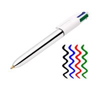 BIC Shine / 1 Pen 4 Colours White / Metallic Silver Body 4 Classic Colours