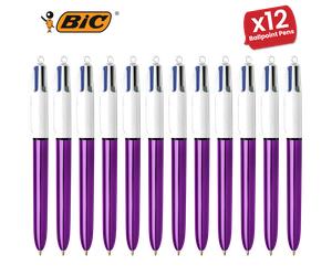 BIC 4 Colour Shine Pen Purple - Smooth, Reliable and Vibrant Bold Ink Single Pen
