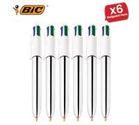 BIC Shine / 1 Pen 4 Colours White / Metallic Silver Body 4 Classic Colours