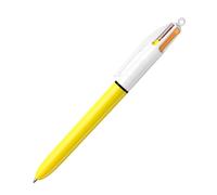 BIC 4-Colour Sun Pen Multi Retractable Yellow Barrel Design Multicolour Pen with Four Assorted Vibrant Inks for School & Office & Colour Coding
