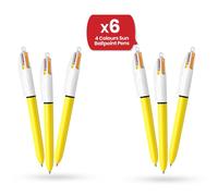 Bic 4-Colour Sun Pens, Retractable Multi Colour Pen, Pack of 6, Four Inks Bic Multicolor