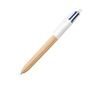BIC 4 Colours Wood Retractable Ballpoint Pen Multicolour 0.4 mm Medium Ballpoint Refillable