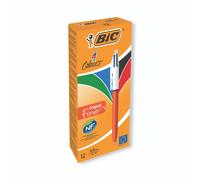 BIC 4 Colours Original Retractable Ballpoint Pens with Four Colours and Fine Point (0.8 mm), Pack of 12