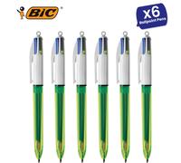 Bic 4 Colours Ballpoint - Set of 2 Multicolour Ink Pen, Retractable Pen for Writing Pack of 6 Bic Multicolor