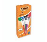 BIC 4 Colours Shine Retractable Ballpoint Pens, Medium Point (1.0 mm) - Assorted Metallic Barrels, Box of 12