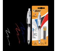 BIC 4 Colours Ballpoint Pen 4 Colours 3 + 1HB, with Pencil, Pack of 1, Ideal for the Office, Home Office or School