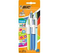 BIC 4 Colours Family Pen Pack of Retractable Ballpoint Pens with Four Ink Colours, Set of 4 (2 Mini, 2 Original)
