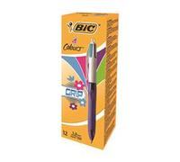 Bic 4 Colour Grip Fashion Retractable Ballpoint Pen (Pack of 12) 8922901