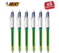 Bic Bolígrafo 4 colores fluo.Azul, rojo y negro clásicos y amarillo fluor