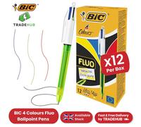 Bic 4 Colours Fluo Ballpoint Pen [Pack of 12]