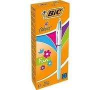 BIC 4 Colours Fun Pastel Barrel Ballpoint Pens, Multicolour Ink, Box of 12