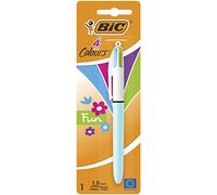 BIC 4 Colours Fun Retractable Ballpoint Pens - Assorted Fashion Body Colours and Medium Point (1.0 mm) , Single unit