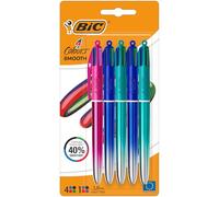 BIC 4 Colours Gradient Smooth Ink Retractable Multicoloured Ball Pen Pack of 5
