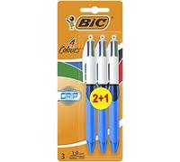 BIC 4 Colours Grip Assorted Ball Pens Medium Point (1.0 mm) - Pack of 3