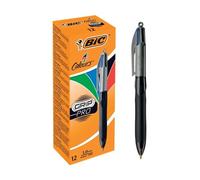 Bic 4 Colours Grip Pro Ballpoint Pen 1mm Tip 0.32mm Line Black/Silver