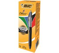 Bic 4 Colours Grip Pro Ballpoint Pen 1Mm Tip 0.32Mm Line Black/Silver Barrel Bla