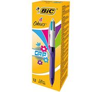 Bic 4 Colour Grip Fashion Retractable Ballpoint Pen (Pack Of 12) 8922901