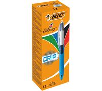 BIC 4 Colours Grip Retractable Ballpoint Pens - Box of 12- Medium Point (1.0 mm