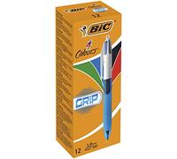 BIC 4 Colours Grip Ball Pens Medium Point (1.0 mm) - Box of 12
