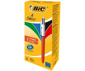 BIC 4 Colours Original Fine Ball Pens Fine Point (0.8 mm) - Box of 12