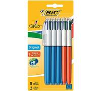 BIC 4 Colours Original Pens - Retractable Ballpoint Pens - Multi Coloured Ink - Black, Blue, Green, Red Ink - Pack of 10 - Medium & Fine Points
