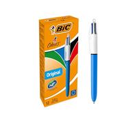 BIC 4 Colours Original Retractable Comfortable Ballpoint Pens - Box of 12 - Medium Point (1.0 mm) - Precision Writing