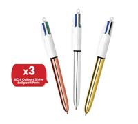 Bic 4 Colours Pack of 3 includes 1 Shine Sliver, 1 Shine Gold, 1 Shine Rose Gold Bic Multicolor