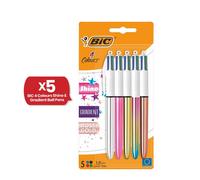Bic 4 Colours Pack of 5 includes 1 Shine Sliver, 1 Shine Pink, 1 Shine Gold, 1 Shine Rose Gold, 1 Gradient in Pink Bic Pink